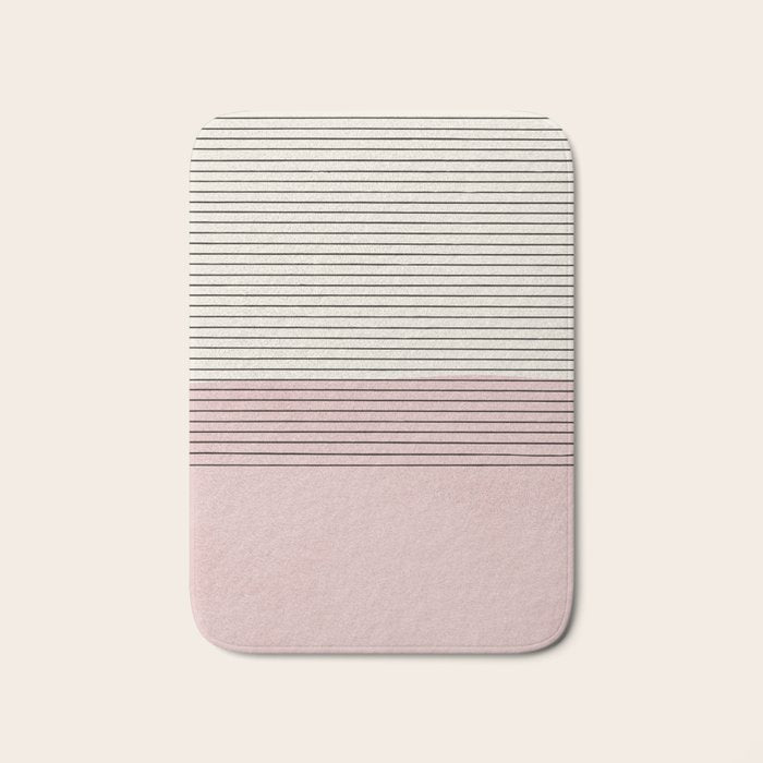 Minimalist Pink Color Block Black Line Bath Mat Gallery Image 1