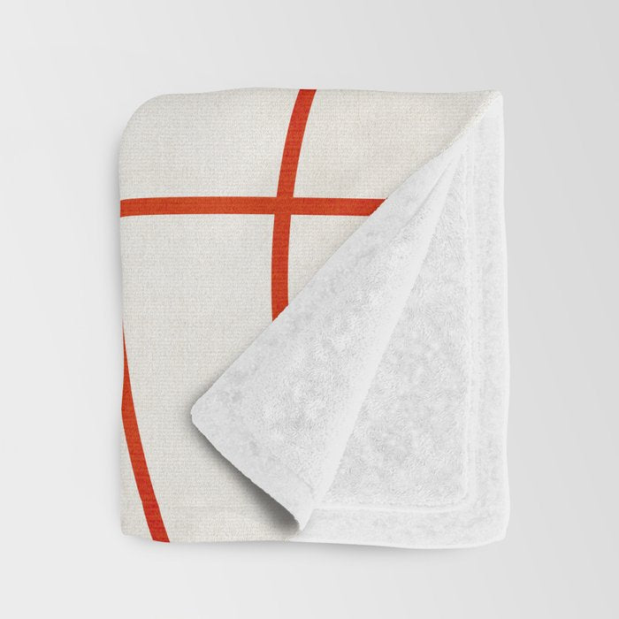Red Line Art Abstract Minimalist Artwork Throw Blanket Gallery Image 3