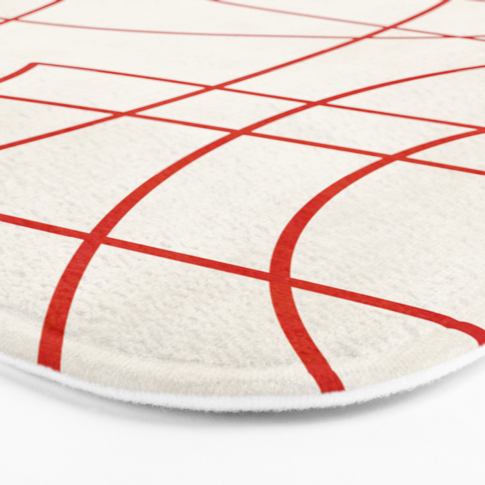 Red Line Art Abstract Minimalist Artwork Bath Mat Gallery Image 3