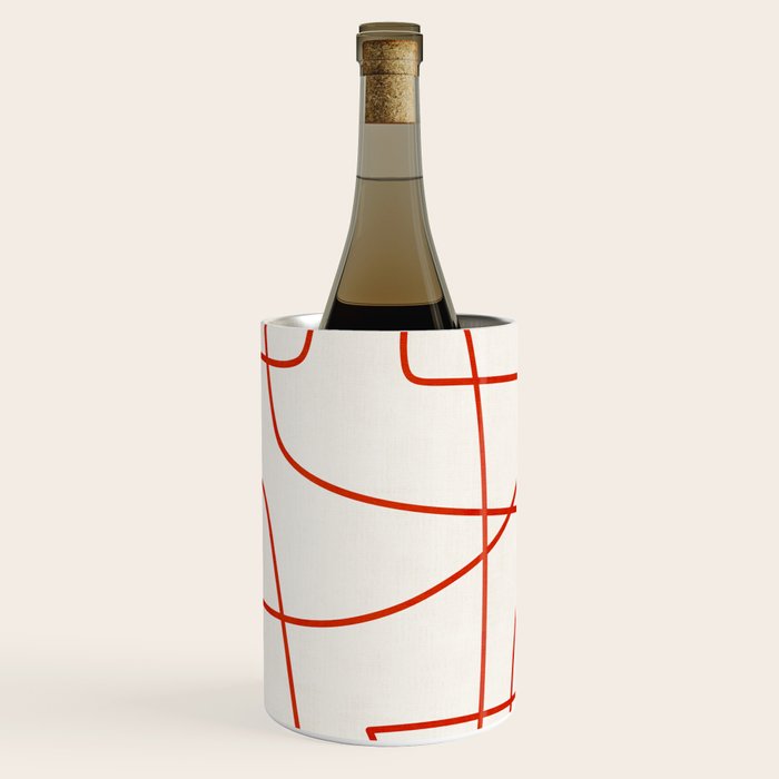 Red Line Art Abstract Minimalist Artwork Wine Chiller Gallery Image 1