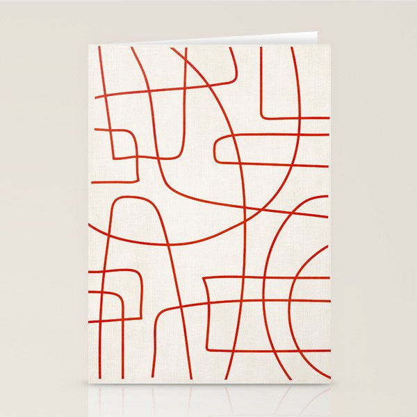 Red Line Art Abstract Minimalist Artwork Stationery Card Gallery Image 2