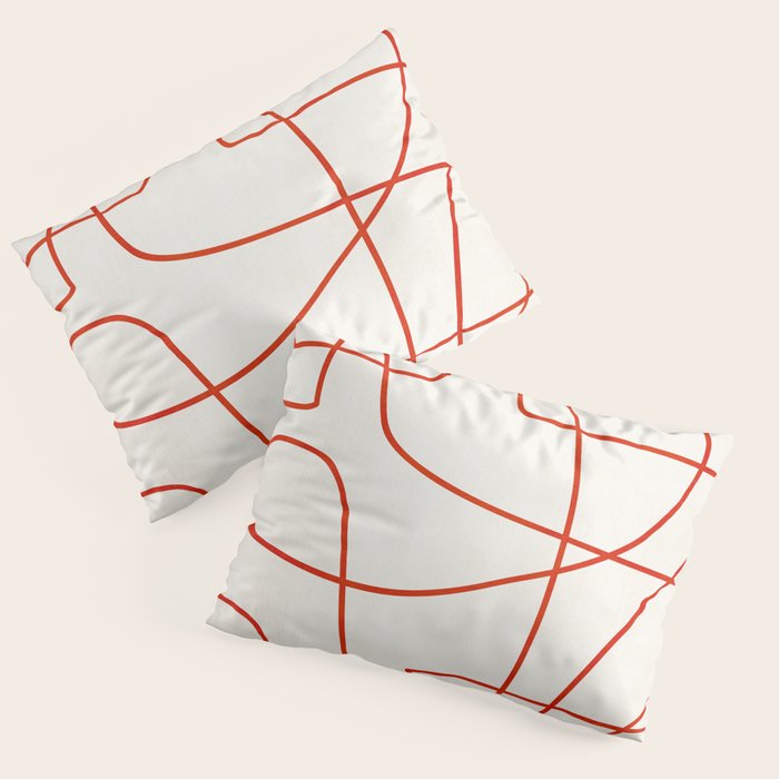 Red Line Art Abstract Minimalist Artwork Pillow Sham Gallery Image 3
