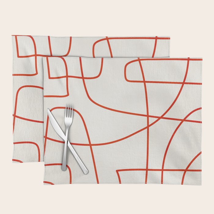 Red Line Art Abstract Minimalist Artwork Placemat Gallery Image 1