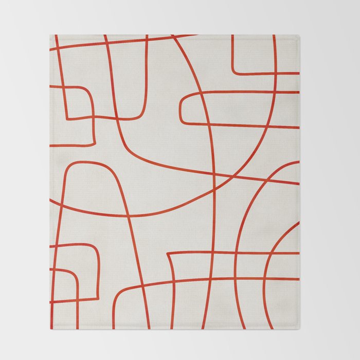 Red Line Art Abstract Minimalist Artwork Throw Blanket Gallery Image 2