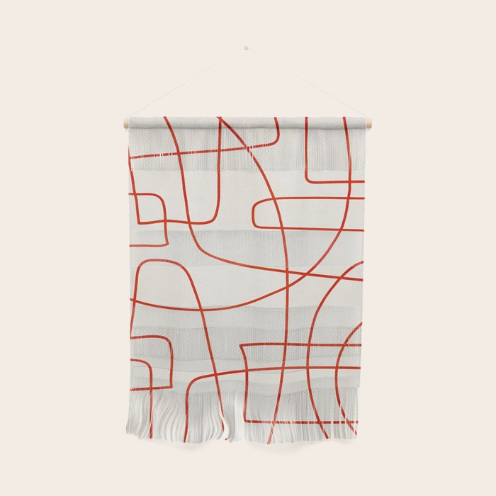Red Line Art Abstract Minimalist Artwork Wall Hanging Gallery Image 1