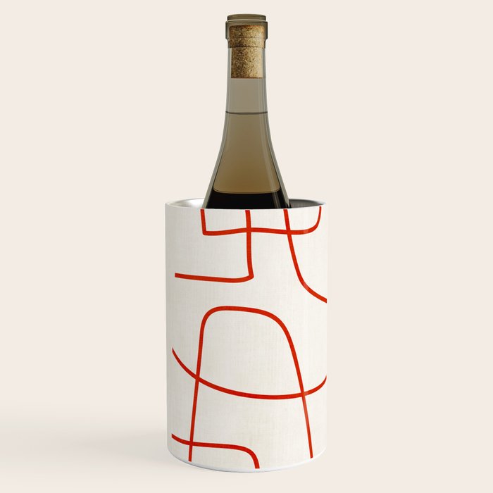 Red Line Art Abstract Minimalist Artwork Wine Chiller Gallery Image 2