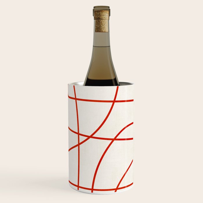 Red Line Art Abstract Minimalist Artwork Wine Chiller Gallery Image 3