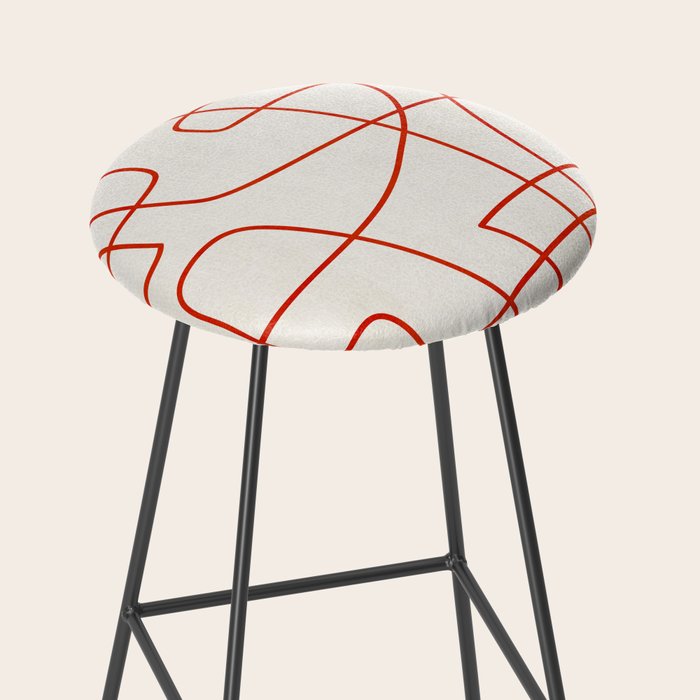 Red Line Art Abstract Minimalist Artwork Stool Gallery Image 2