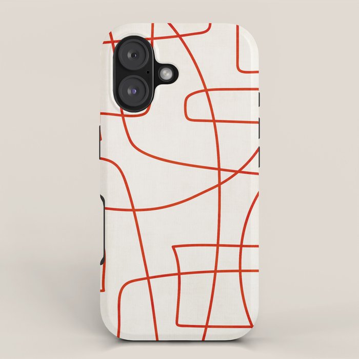 Red Line Art Abstract Minimalist Artwork iPhone Case Gallery Image 1