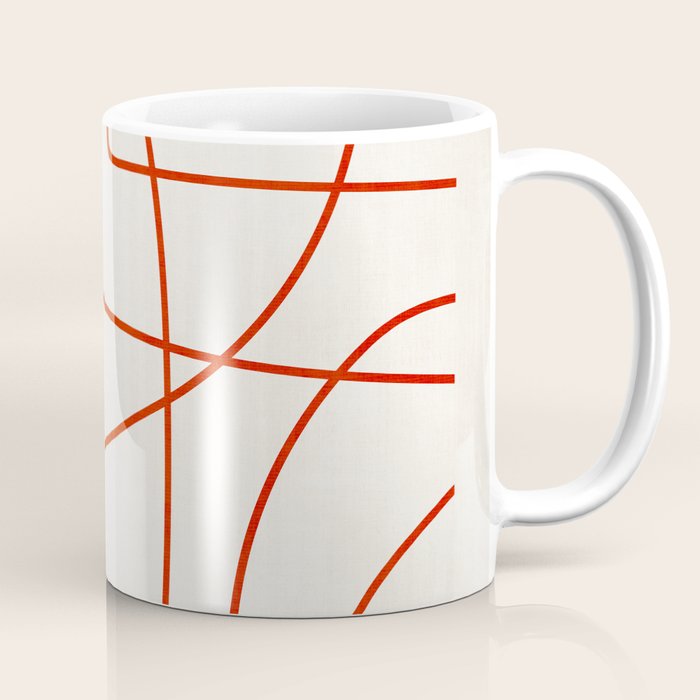 Red Line Art Abstract Minimalist Artwork Coffee Mug Gallery Image 1