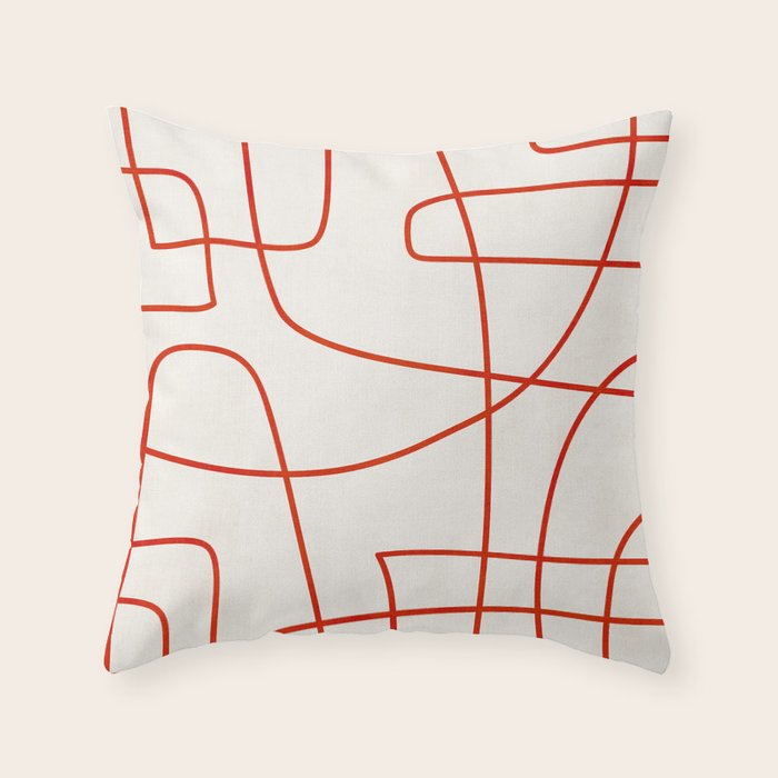 Red Line Art Abstract Minimalist Artwork Throw Pillow Gallery Image 6