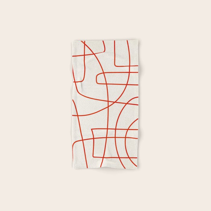 Red Line Art Abstract Minimalist Artwork Bath Towel Gallery Image 1