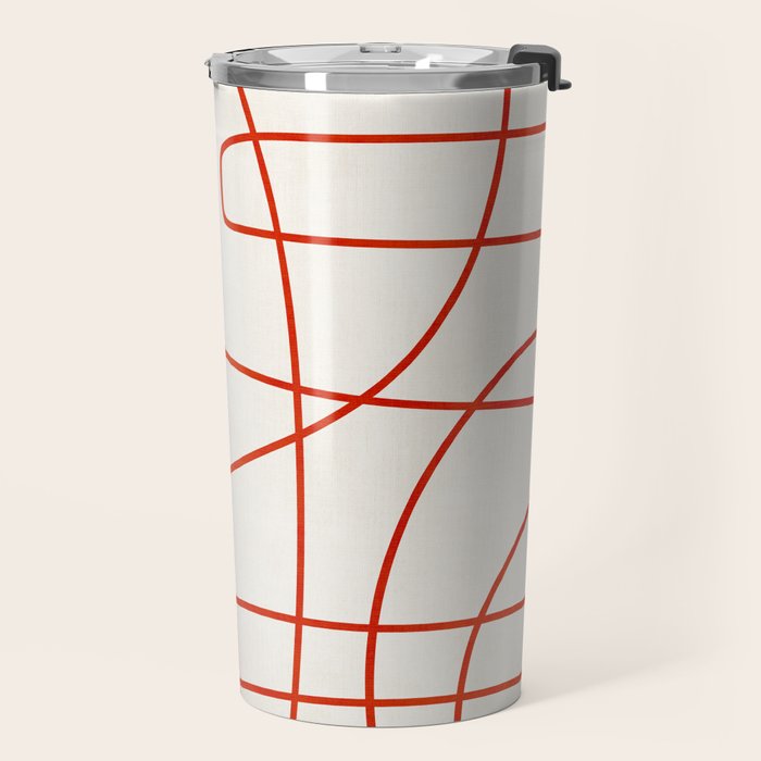 Red Line Art Abstract Minimalist Artwork Travel Mug Gallery Image 2