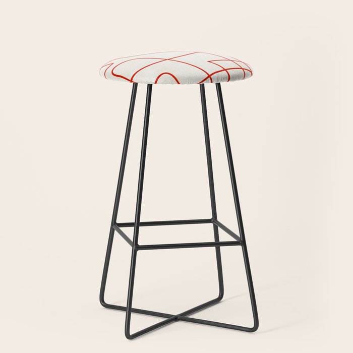 Red Line Art Abstract Minimalist Artwork Stool Gallery Image 1