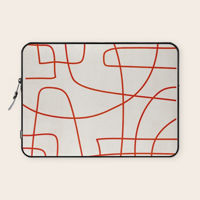 Red Line Art Abstract Minimalist Artwork Laptop Sleeve Gallery Image 1