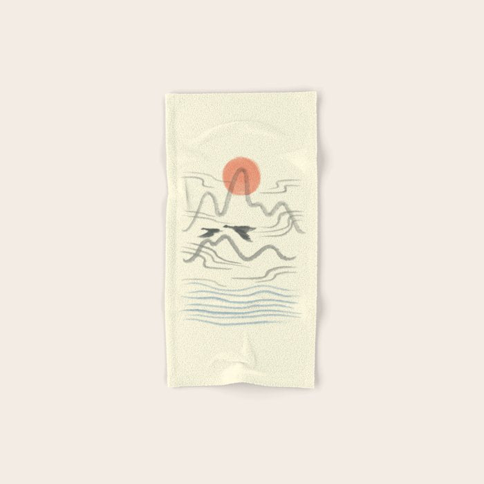 Watercolor 9 Abstraction minimal landscape lover bird Bath Towel Gallery Image 1