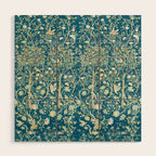 William Morris Melsetter Trellis Dark Blue  Wood Wall Art Gallery Image 1