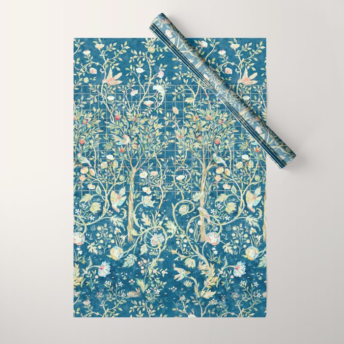 William Morris Melsetter Trellis Dark Blue  Wrapping Paper Gallery Image 1
