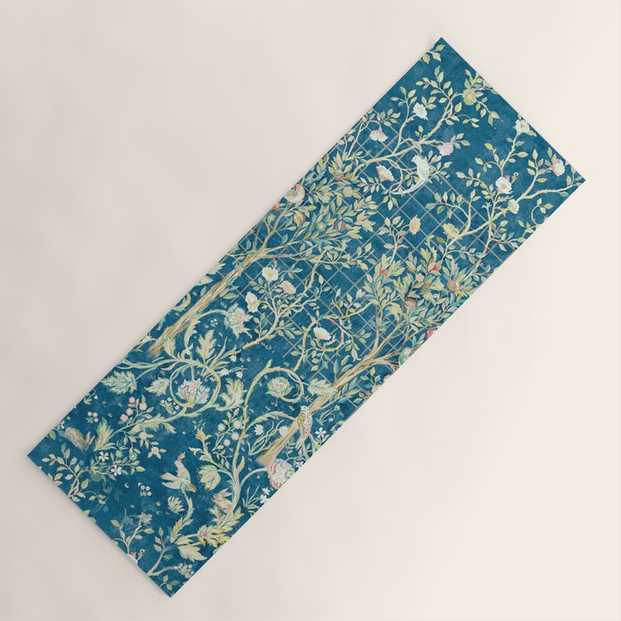 William Morris Melsetter Trellis Dark Blue  Yoga Mat Gallery Image 1
