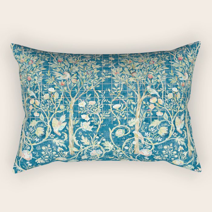 William Morris Melsetter Trellis Dark Blue  Rectangular Pillow Gallery Image 2