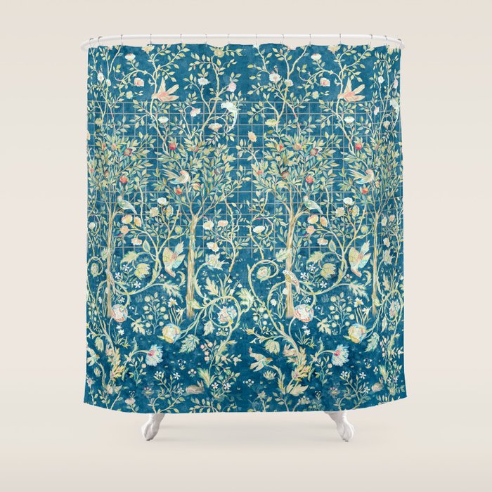 William Morris Melsetter Trellis Dark Blue  Shower Curtain Gallery Image 1