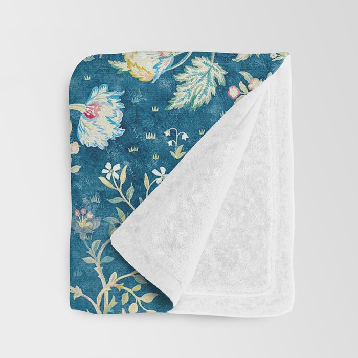 William Morris Melsetter Trellis Dark Blue  Throw Blanket Gallery Image 3