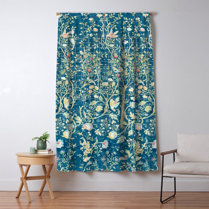 William Morris Melsetter Trellis Dark Blue  Window Curtain Gallery Image 5