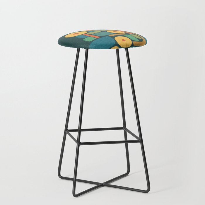 Bird in mid-century garden Stool Gallery Image 1
