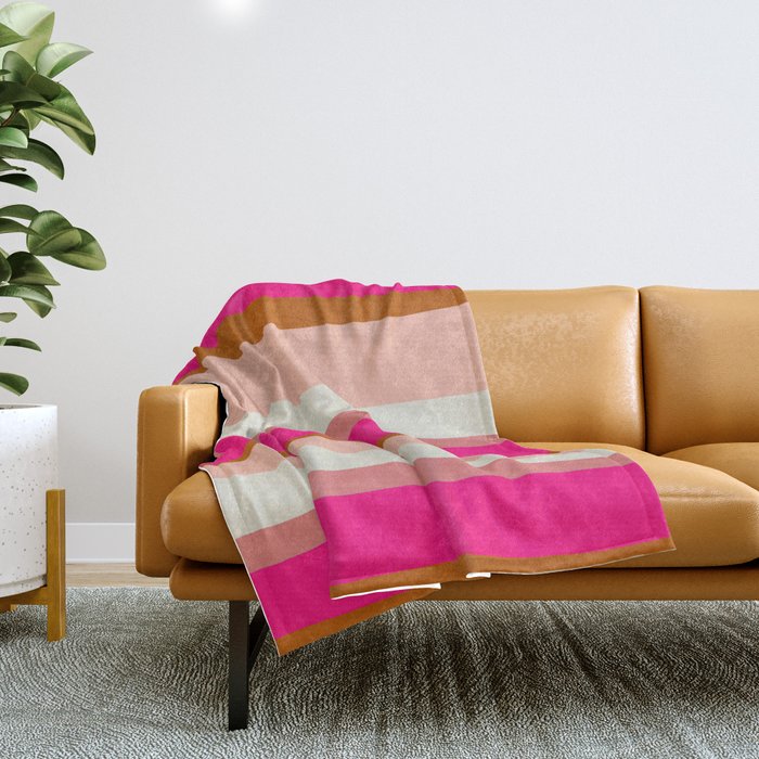 Flamingo Stripes Throw Blanket Gallery Image 1