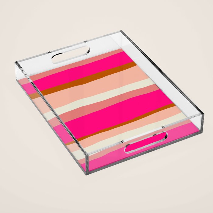Flamingo Stripes Acrylic Tray Gallery Image 1