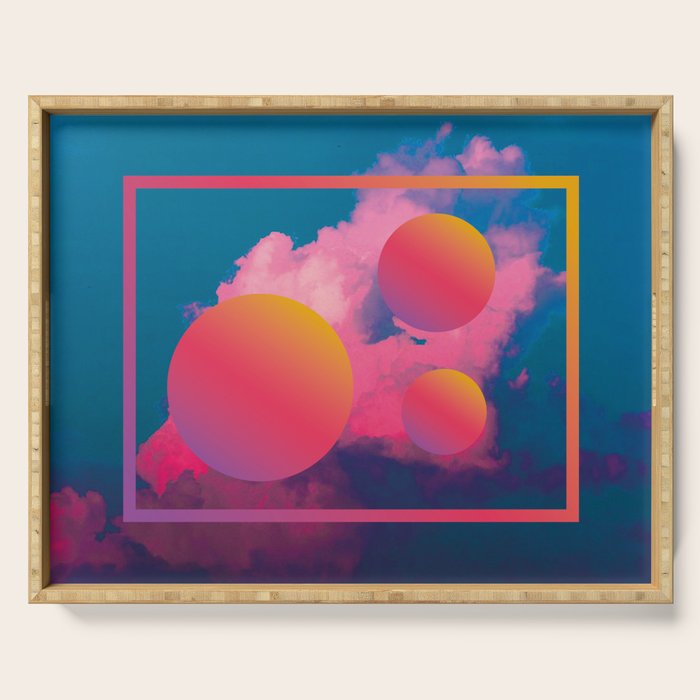 Vaporwave sky 1 / Rise / 80s / 90s / aesthetic Serving Tray Gallery Image 1