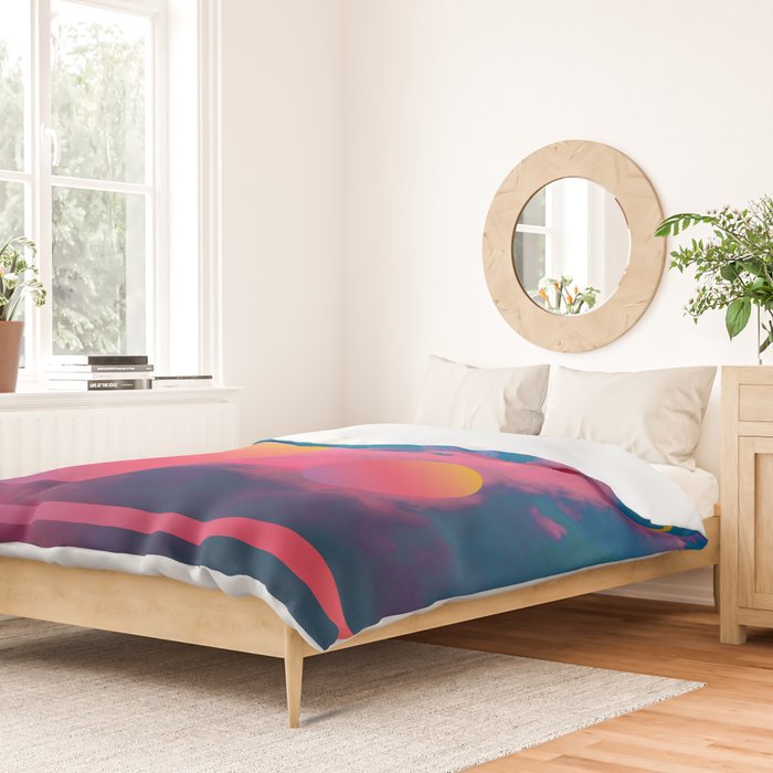 Vaporwave sky 1 / Rise / 80s / 90s / aesthetic Duvet Cover Gallery Image 2