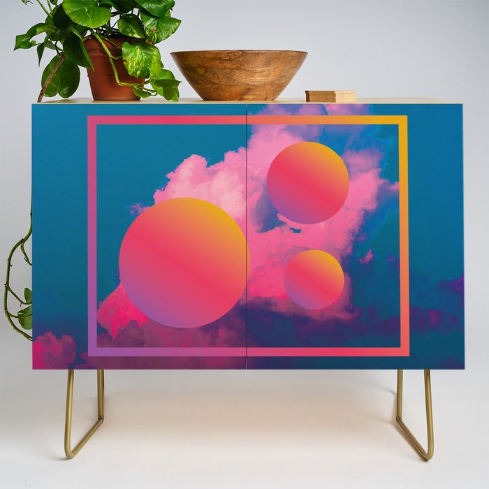 Vaporwave sky 1 / Rise / 80s / 90s / aesthetic Credenza Gallery Image 1