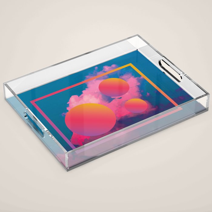 Vaporwave sky 1 / Rise / 80s / 90s / aesthetic Acrylic Tray Gallery Image 1