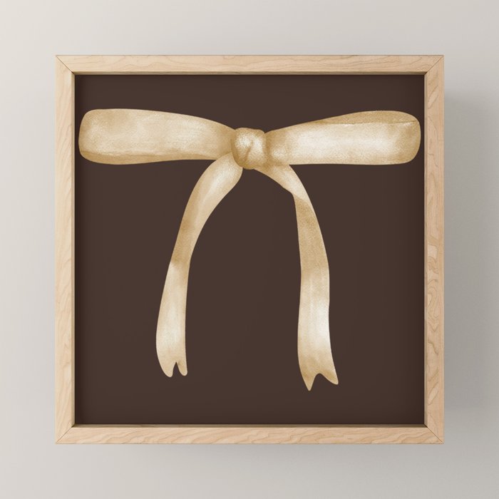 Bows and Ribbons Pattern LXIII Mocha Brown Mini Art Print Gallery Image 1