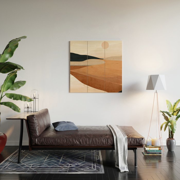 Abstract Art Landscape 41 Terracotta Wood Wall Art Gallery Image 2