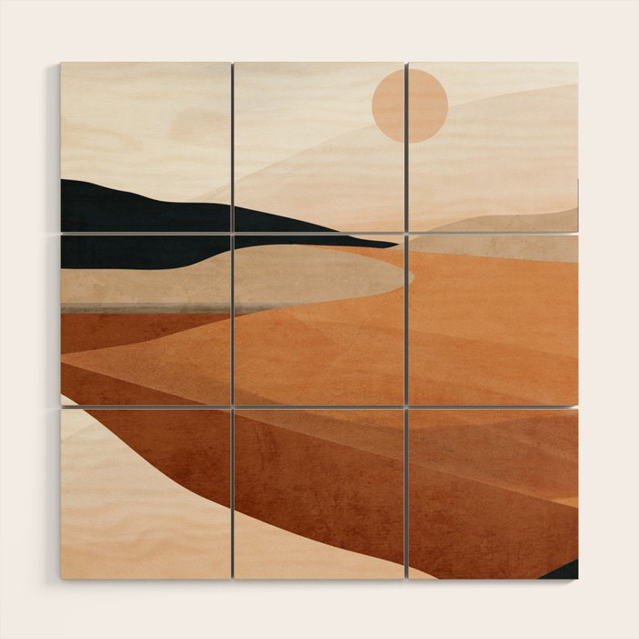 Abstract Art Landscape 41 Terracotta Wood Wall Art Gallery Image 1