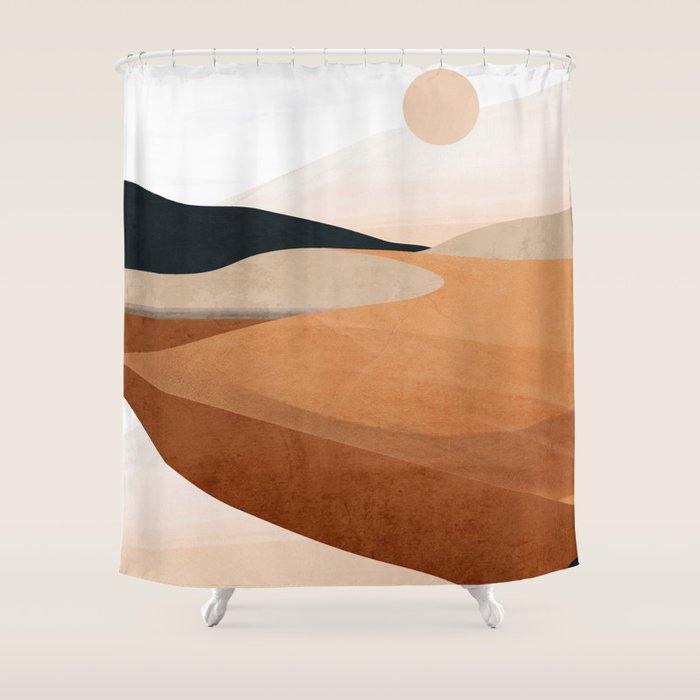 Abstract Art Landscape 41 Terracotta Shower Curtain Gallery Image 1