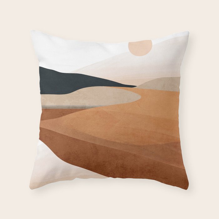 Abstract Art Landscape 41 Terracotta Throw Pillow Gallery Image 1