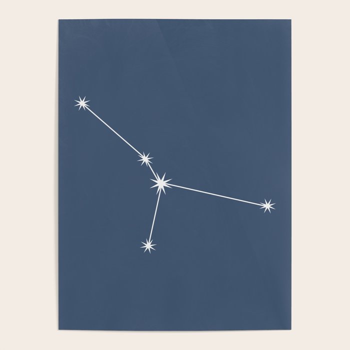 Cancer Zodiac Star Constellation Line Art Neutral Blue Poster Gallery Image 1