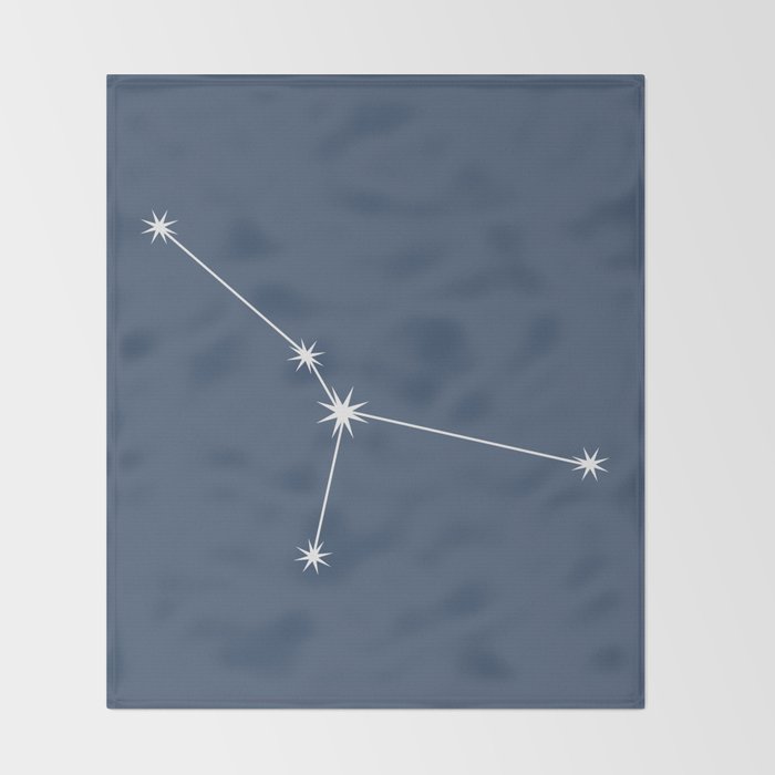 Cancer Zodiac Star Constellation Line Art Neutral Blue Throw Blanket Gallery Image 2
