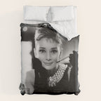 Audrey Hepburn, Tiara, Jewelry, Black and White Wall Art Duvet Cover Gallery Image 6