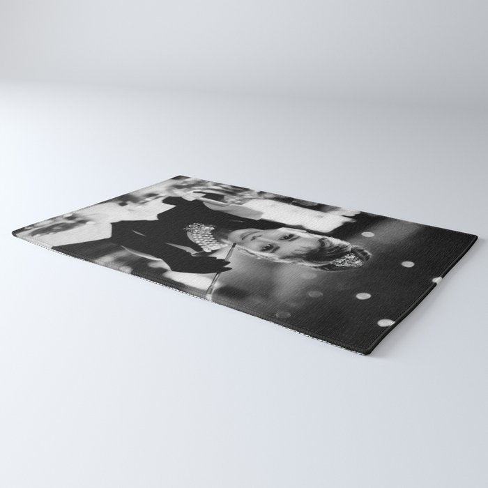 Audrey Hepburn, Tiara, Jewelry, Black and White Wall Art Rug Gallery Image 3