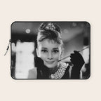 Audrey Hepburn, Tiara, Jewelry, Black and White Wall Art Laptop Sleeve Gallery Image 1