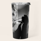Audrey Hepburn, Tiara, Jewelry, Black and White Wall Art Travel Mug Gallery Image 2
