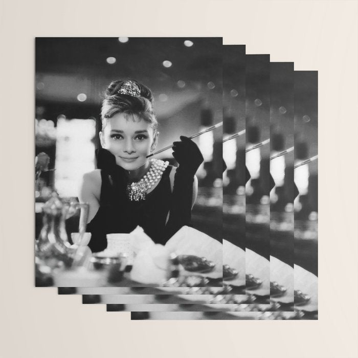 Audrey Hepburn, Tiara, Jewelry, Black and White Wall Art Wrapping Paper Gallery Image 3