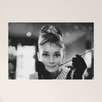 Audrey Hepburn, Tiara, Jewelry, Black and White Wall Art Welcome Mat Gallery Image 1
