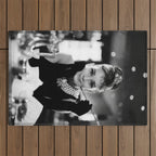 Audrey Hepburn, Tiara, Jewelry, Black and White Wall Art Outdoor Rug Gallery Image 1