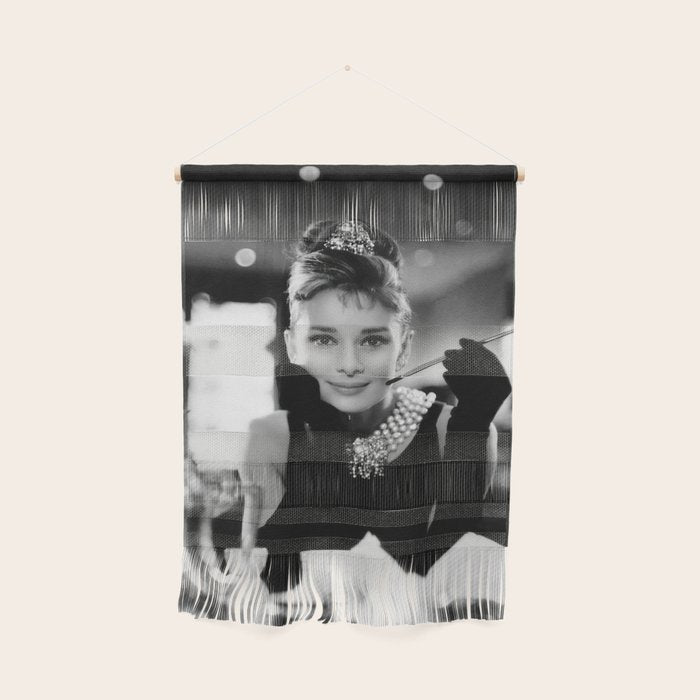Audrey Hepburn, Tiara, Jewelry, Black and White Wall Art Wall Hanging Gallery Image 1