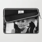 Audrey Hepburn, Tiara, Jewelry, Black and White Wall Art Laptop Sleeve Gallery Image 2